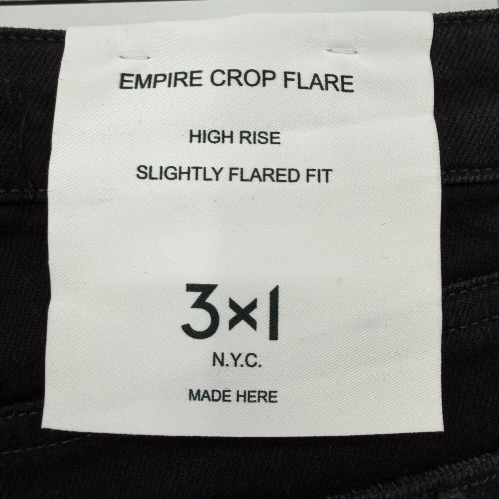 3x1 NYC Empire Crop Flare Jeans High Rise Black Trendy Luxury Women's 27 - Picture 7 of 16
